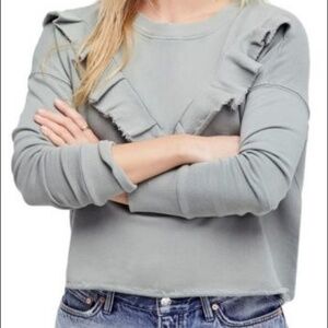 NWT Free People Ruffle Rolled Hem Crewneck Sweater size medium